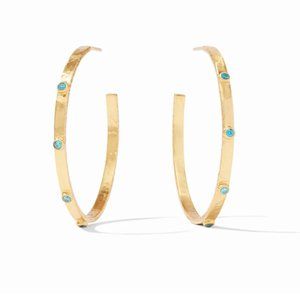 Julie Vos Gold Hoop Earrings with Blue Stones